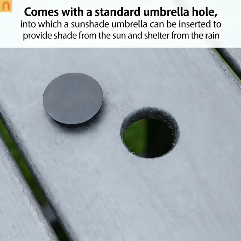 Outdoor Dining Set HDPE Gray Square Umbrella Hole 5 Piece Seats 4