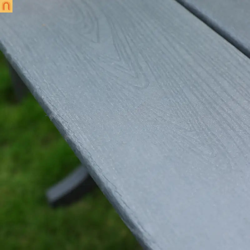Outdoor Dining Set HDPE Gray Square Umbrella Hole 5 Piece Seats 4