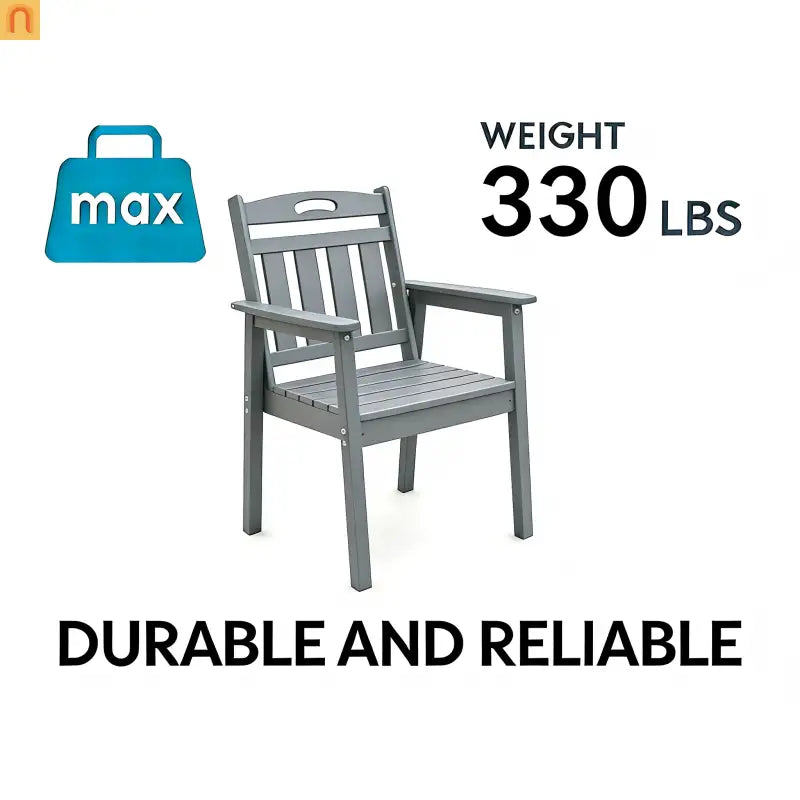Outdoor Dining Set HDPE Gray Square Umbrella Hole 5 Piece Seats 4