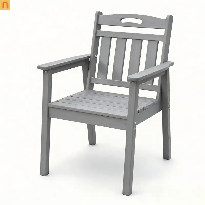 Outdoor Dining Set HDPE Gray Square Umbrella Hole 5 Piece Seats 4