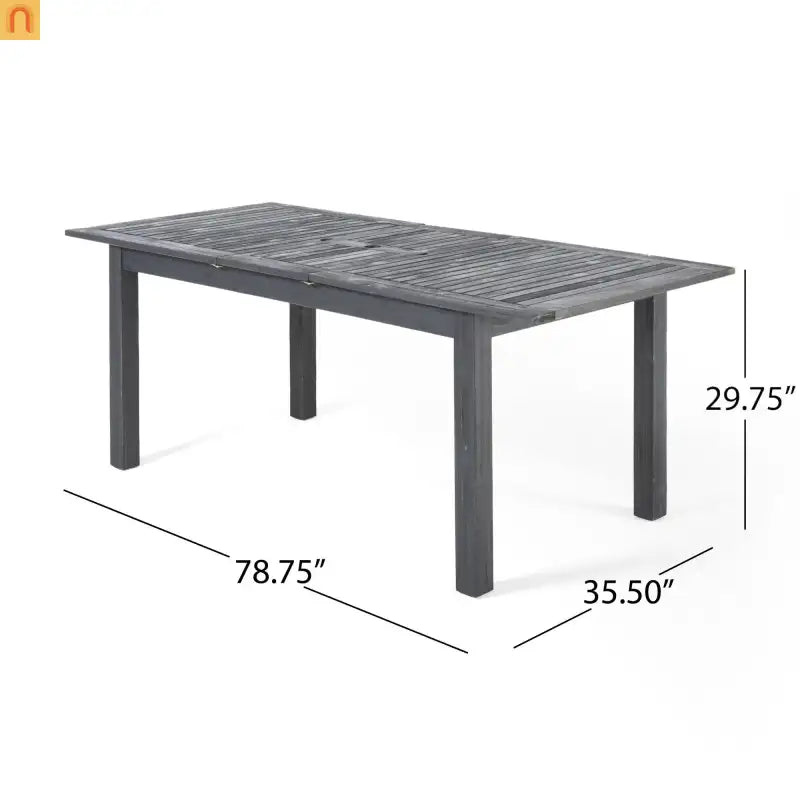 Outdoor Dining Set Acacia Wood Extendable Umbrella Hole 9 Piece Seats 8
