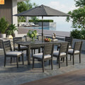Outdoor Dining Set Acacia Wood Extendable Umbrella Hole 9 Piece Seats 8