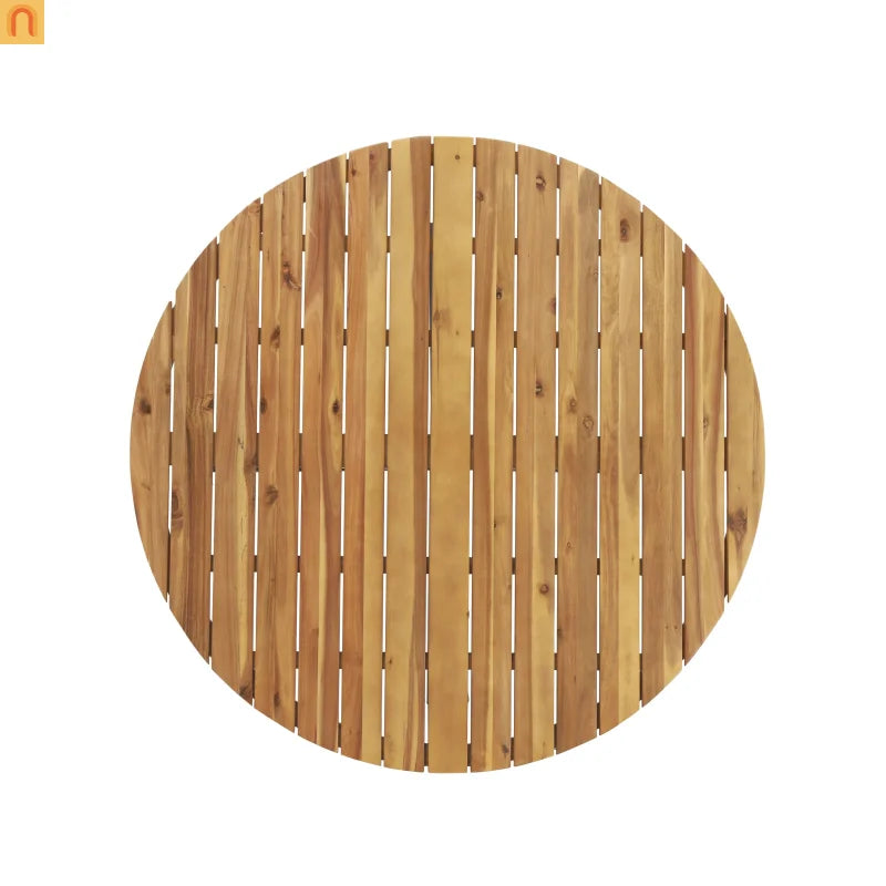 Outdoor Dining Set Round Teak Table Rope Chairs 5pc