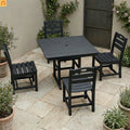 Outdoor Dining Set HDPE Black Square Table 5 Piece Seats 4