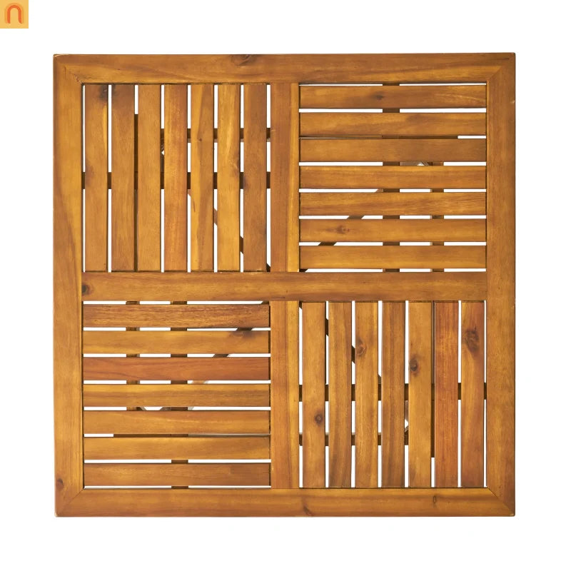 Outdoor Dining Set Acacia Wood Wicker Chair Teak Beige Cushion 5 Piece