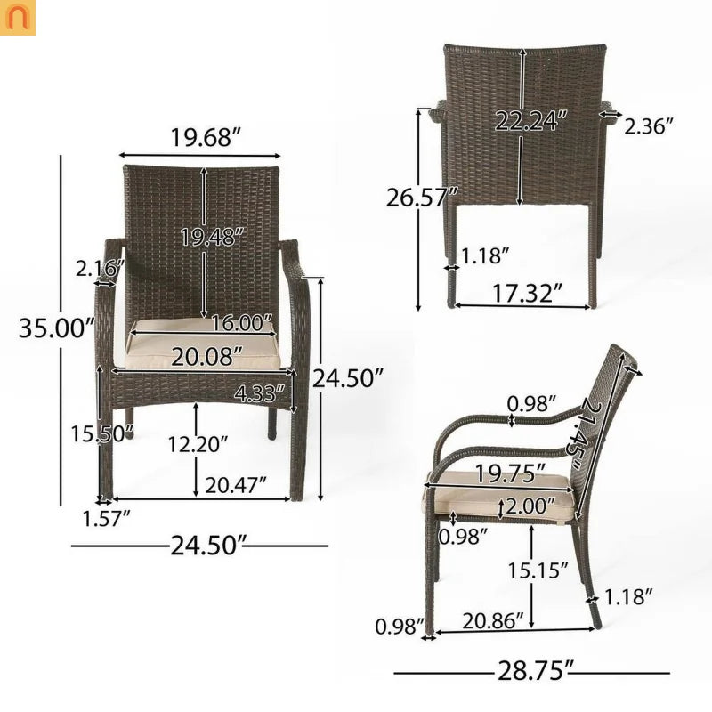 Outdoor Dining Set Acacia Wood Teak Gray Wicker 5 Piece Seats 4