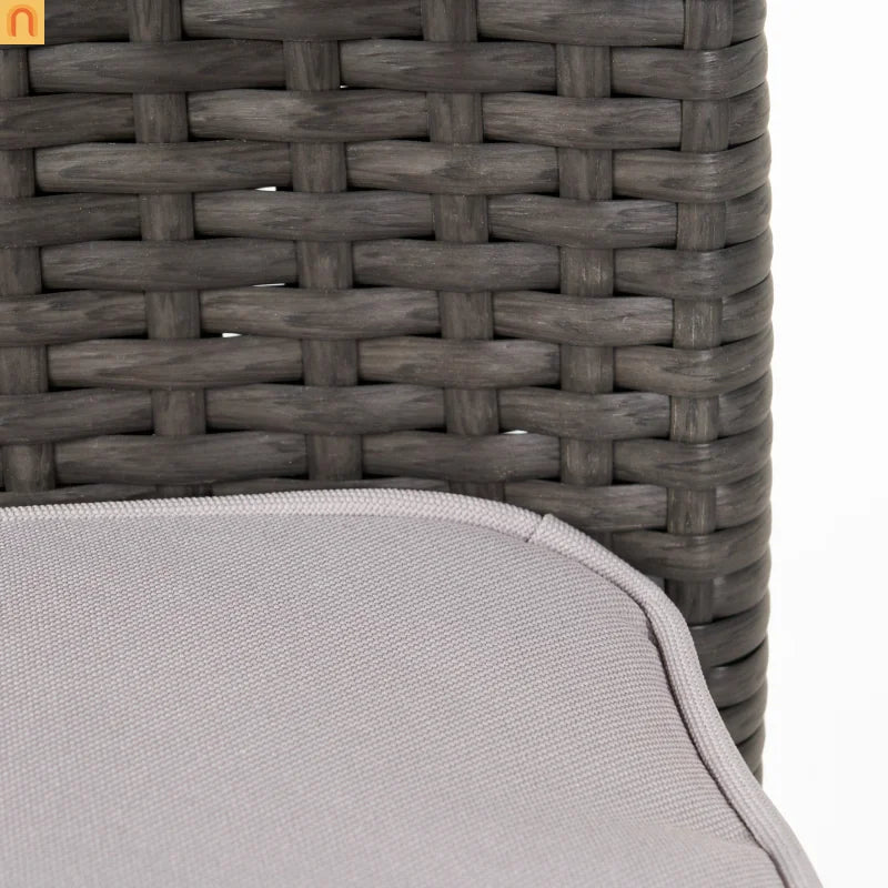 Outdoor Dining Set Acacia Wood Teak Gray Wicker 5 Piece Seats 4