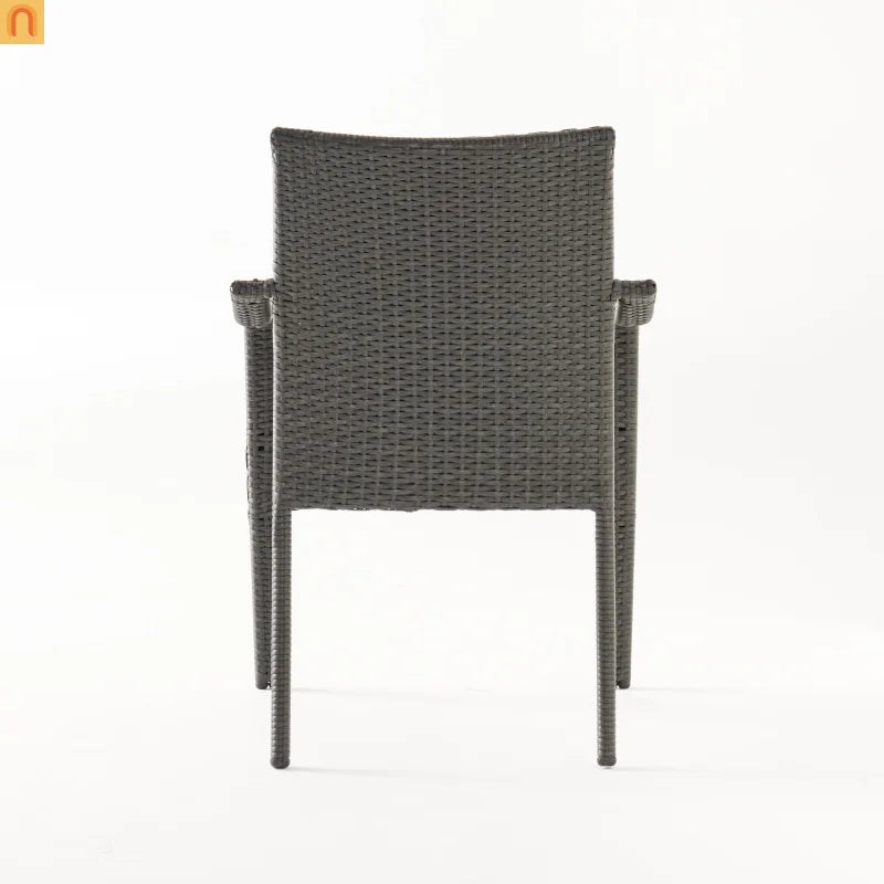 Outdoor Dining Set Acacia Wood Teak Gray Wicker 5 Piece Seats 4