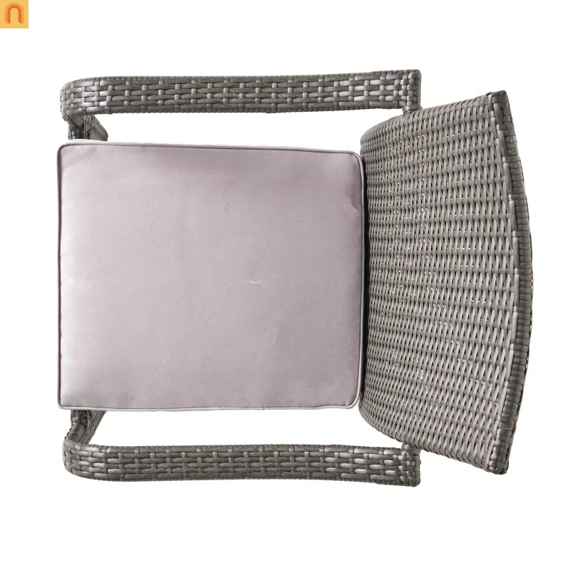 Outdoor Dining Set Acacia Wood Teak Gray Wicker 5 Piece Seats 4