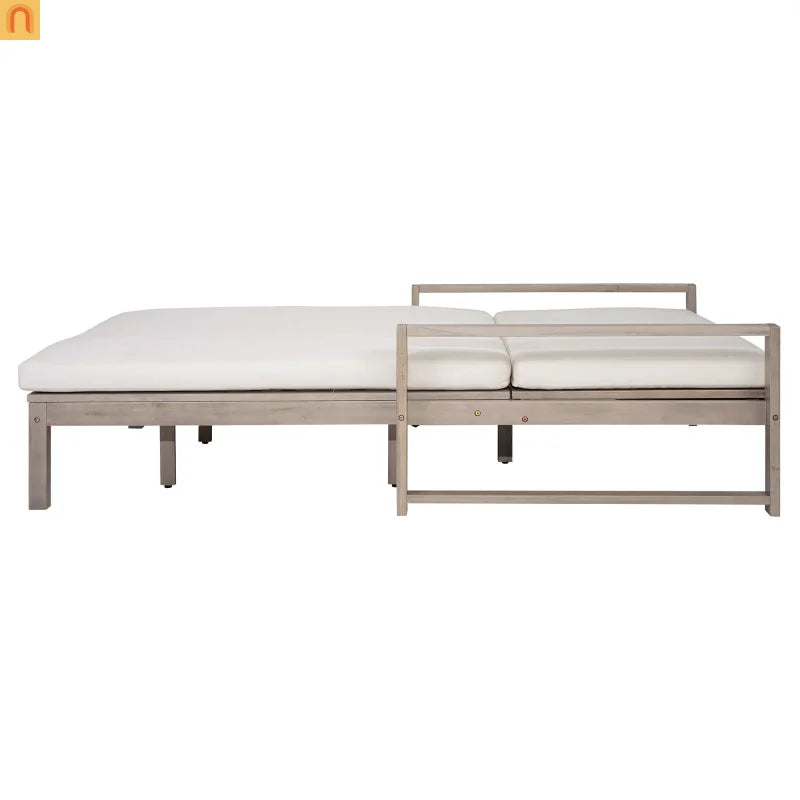 Outdoor Double Lounge Chair Solid Wood Gray 5 Position Adjustable 800 LB
