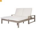 Outdoor Double Lounge Chair Solid Wood Gray 5 Position Adjustable 800 LB