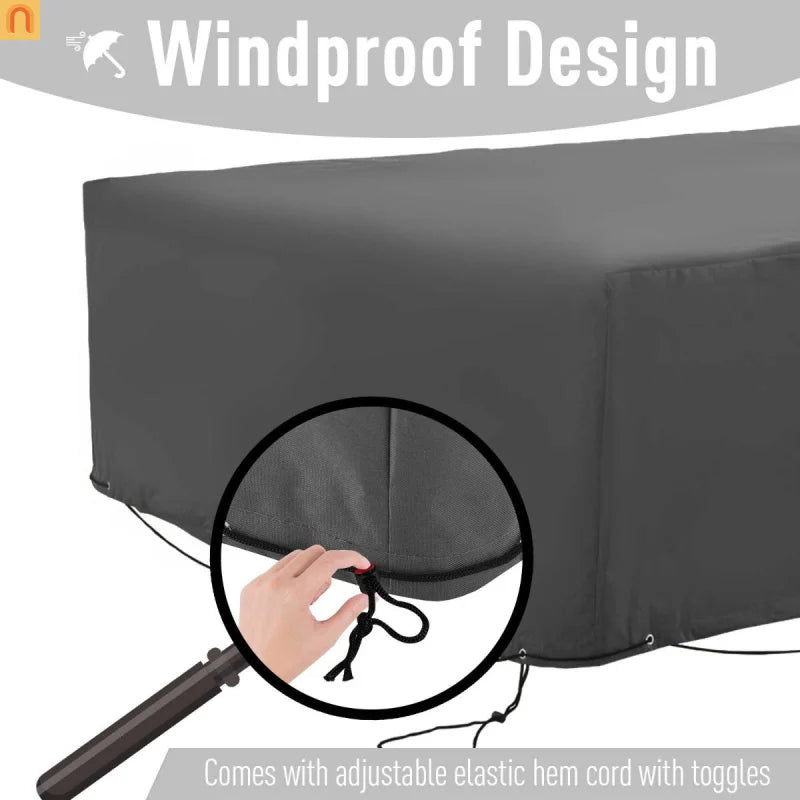 Outdoor Sectional Cover Oxford Fabric Gray Waterproof 96 x 65 x 26 In