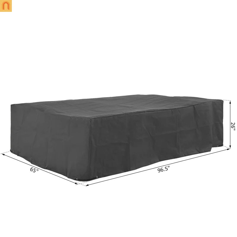 Outdoor Sectional Cover Oxford Fabric Gray Waterproof 96 x 65 x 26 In