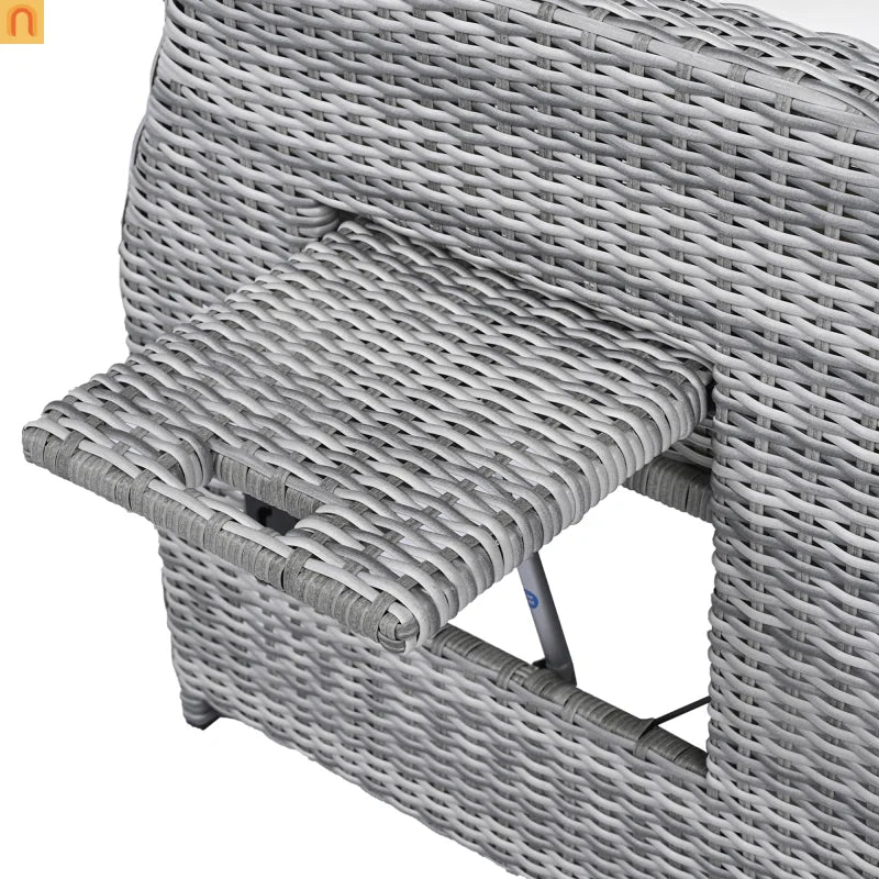 Outdoor Patio Set Rattan Iron Gray Recliner Adjustable Table 6 Piece