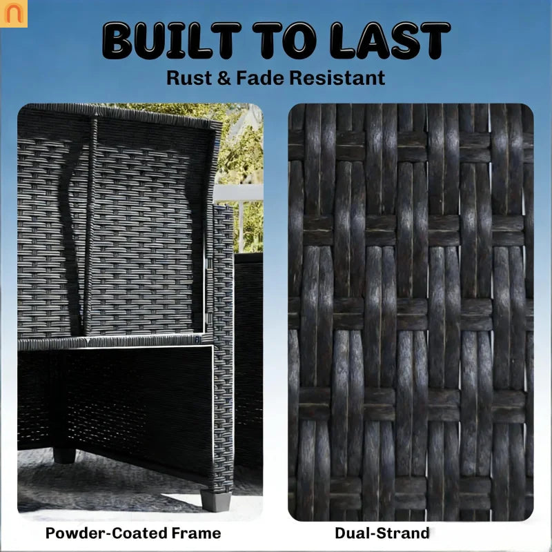 Outdoor Bistro Set PE Rattan 3 Piece 264 lb Cap Tempered Glass Table