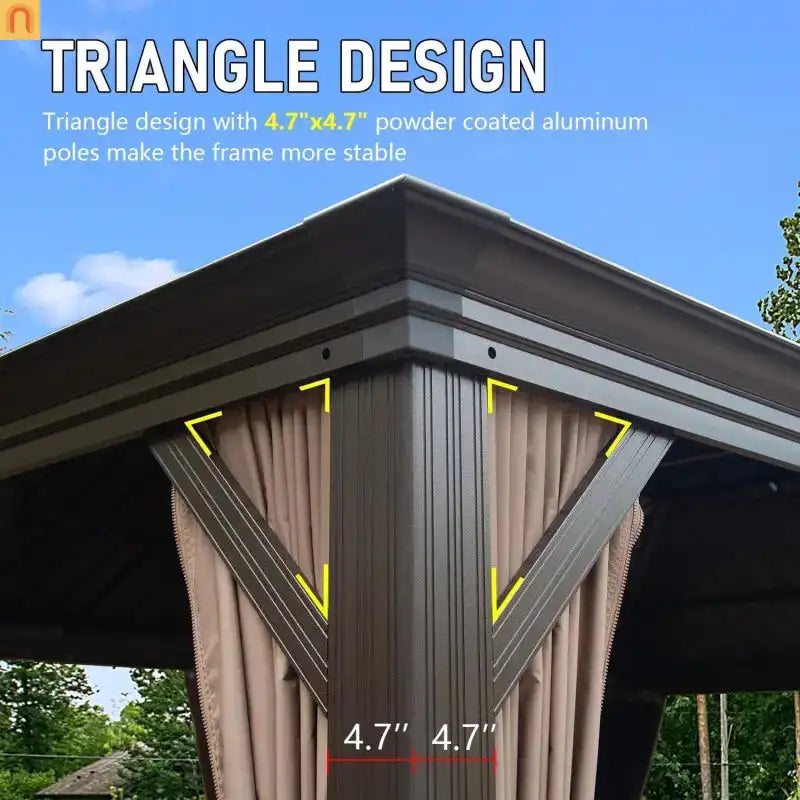 Hardtop Gazebo Aluminum Brown 14x22ft Galvanized Steel Double Canopy