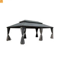 Hardtop Gazebo Aluminum Gray 14x22ft Galvanized Steel with Curtains