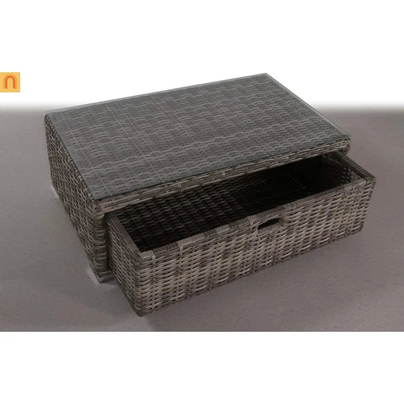 Outdoor Coffee Table Wicker Gray 40 x 22 x 13 In Fully Assembled