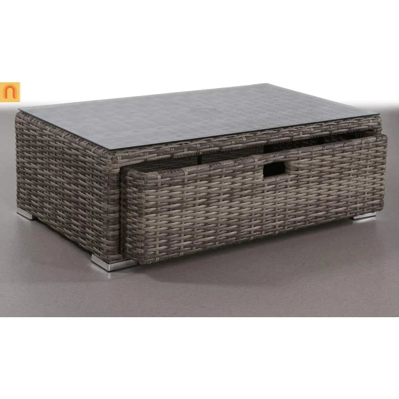 Outdoor Coffee Table Wicker Gray 40 x 22 x 13 In Fully Assembled