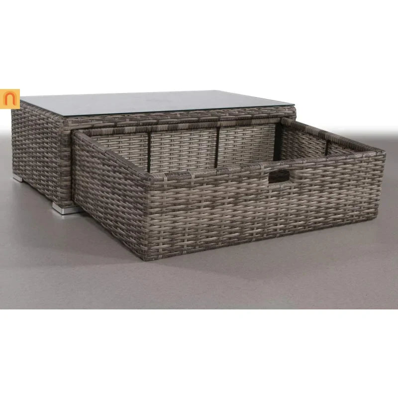 Outdoor Coffee Table Wicker Gray 40 x 22 x 13 In Fully Assembled