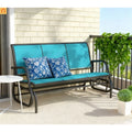 Outdoor Glider Bench 3 Seat Mesh Fabric Metal Frame Blue Gray 660 lb Cap