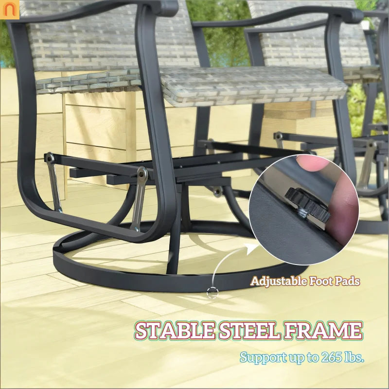 Outdoor Swivel Glider Chair Set PE Wicker Steel Yellow Set of 2