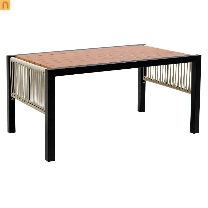 Outdoor Sofa Set Iron PE Wicker Gray Side Table