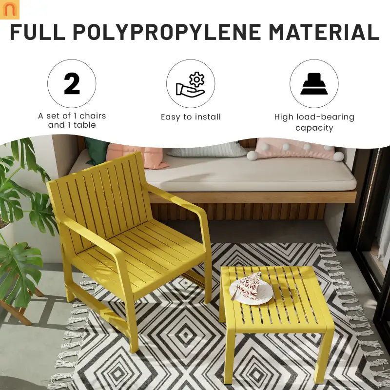 Outdoor Patio Set Polypropylene Yellow UV-Resistant 300 lb Cap
