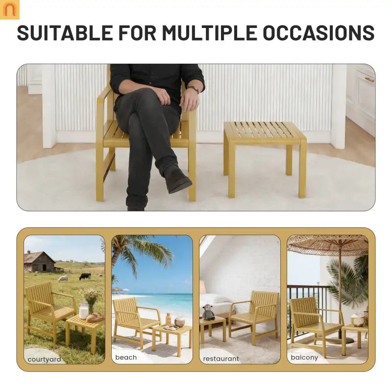Outdoor Patio Set Polypropylene Yellow UV-Resistant 300 lb Cap