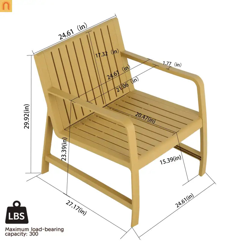 Outdoor Patio Set Polypropylene Yellow UV-Resistant 300 lb Cap