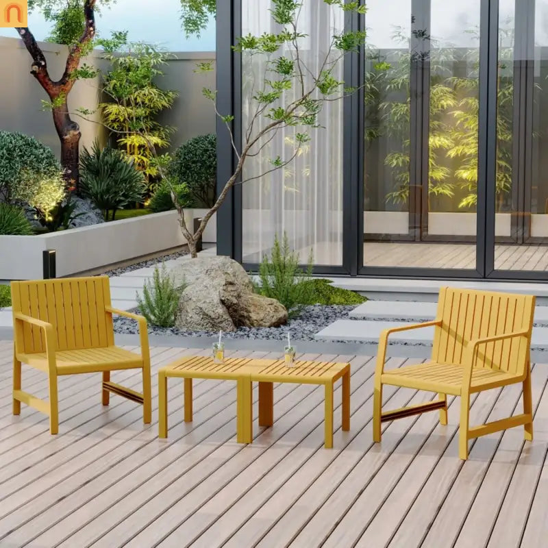 Outdoor Patio Set Polypropylene Yellow UV-Resistant 300 lb Cap