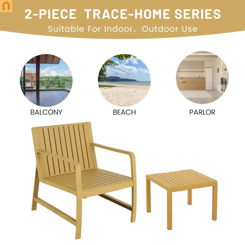 Outdoor Patio Set Polypropylene Yellow UV-Resistant 300 lb Cap