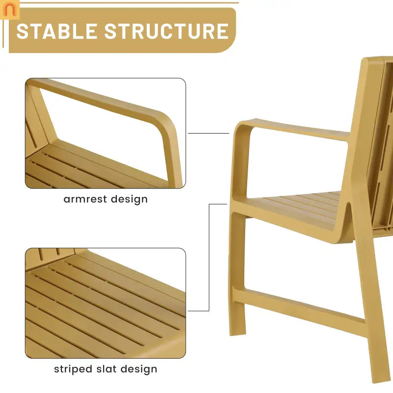 Outdoor Patio Set Polypropylene Yellow UV-Resistant 300 lb Cap