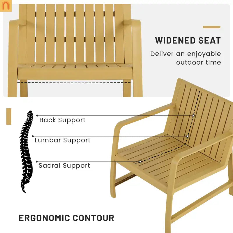 Outdoor Patio Set Polypropylene Yellow UV-Resistant 300 lb Cap
