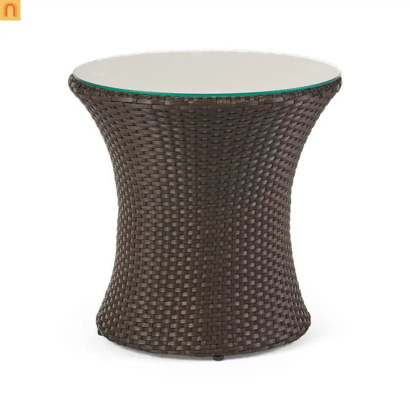Outdoor Chat Set Wicker Brown Aluminum 3-Piece No Assembly