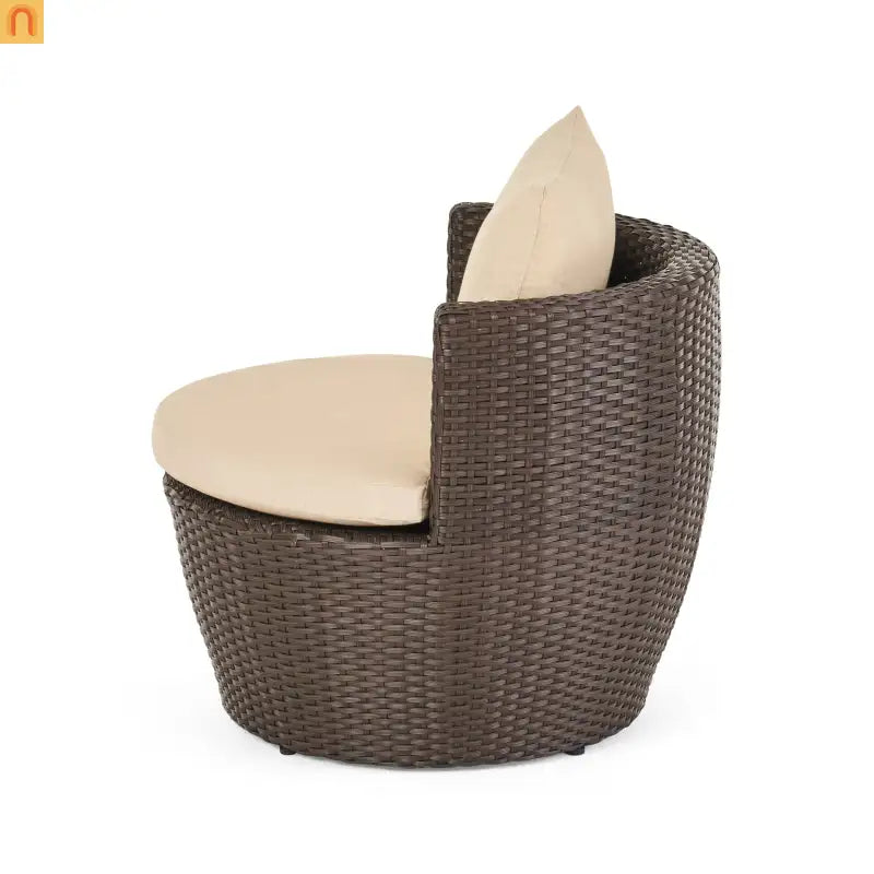 Outdoor Chat Set Wicker Brown Aluminum 3-Piece No Assembly