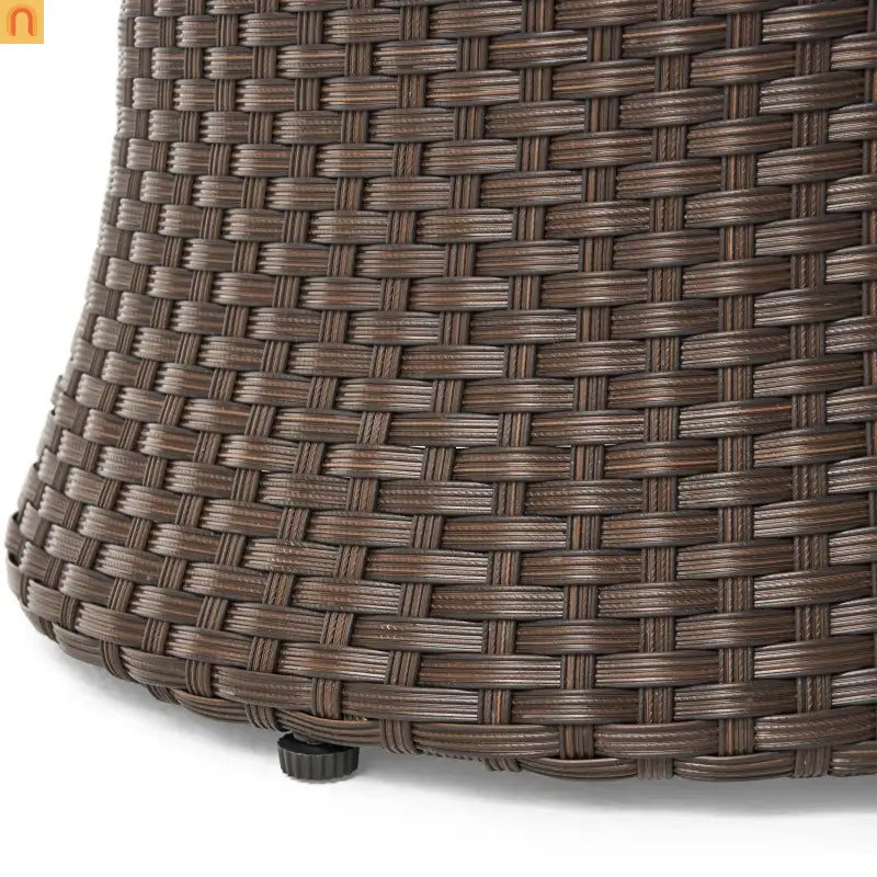 Outdoor Chat Set Wicker Brown Aluminum 3-Piece No Assembly