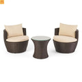 Outdoor Chat Set Wicker Brown Aluminum 3-Piece No Assembly