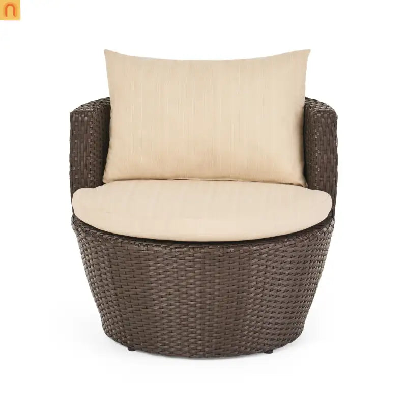 Outdoor Chat Set Wicker Brown Aluminum 3-Piece No Assembly