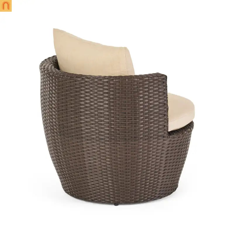 Outdoor Chat Set Wicker Brown Aluminum 3-Piece No Assembly