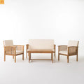 Outdoor Conversation Set Acacia Wood Brown 4 Piece with Cushions