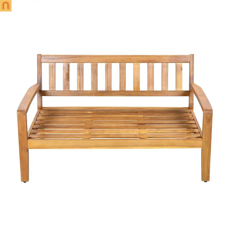Outdoor Conversation Set Acacia Wood Teak Red Cushions 2-Piece