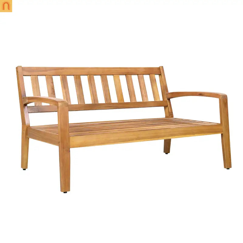 Outdoor Conversation Set Acacia Wood Teak Red Cushions 2-Piece