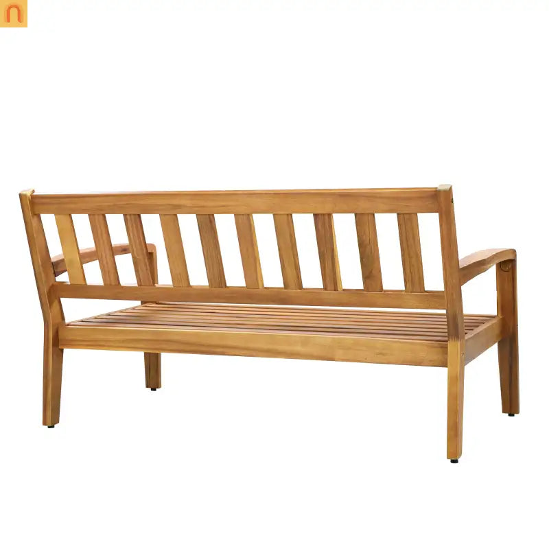 Outdoor Conversation Set Acacia Wood Teak Red Cushions 2-Piece
