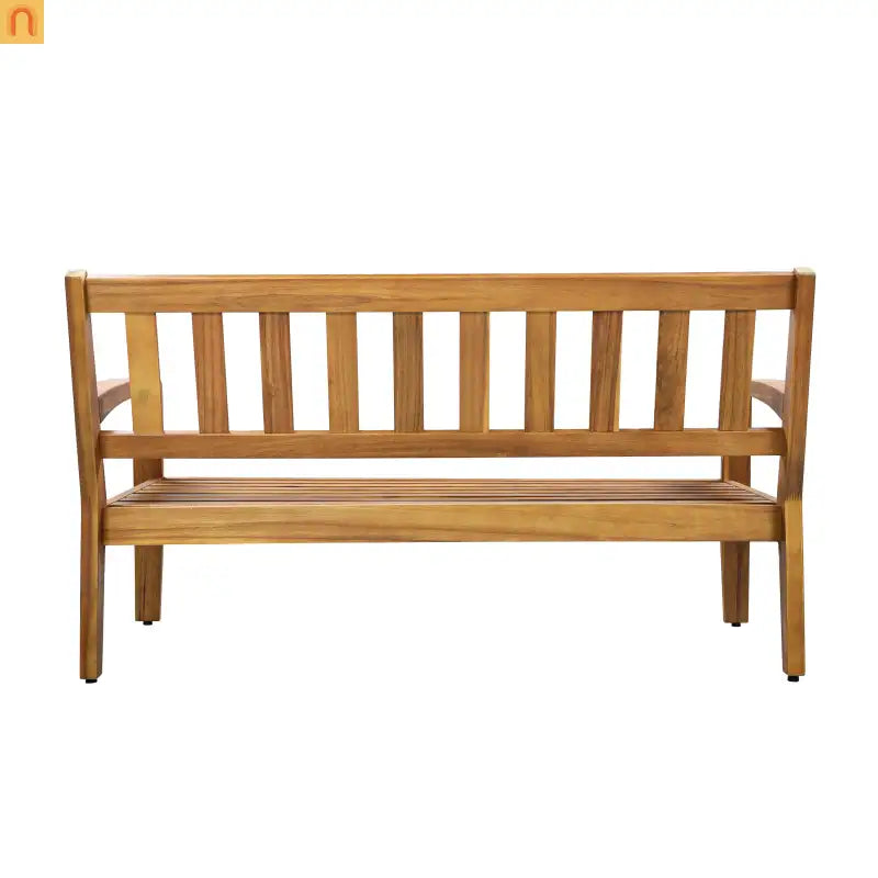 Outdoor Conversation Set Acacia Wood Teak Red Cushions 2-Piece