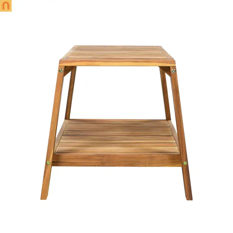 Outdoor Conversation Set Acacia Wood Teak Red Cushions 2-Piece
