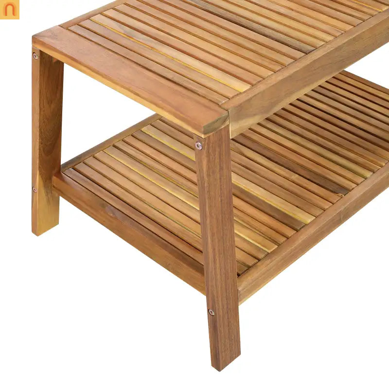 Outdoor Conversation Set Acacia Wood Teak Red Cushions 2-Piece