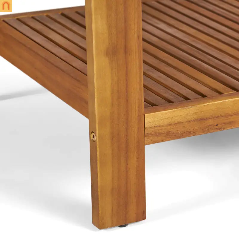 Outdoor Conversation Set Acacia Wood Teak Red Cushions 2-Piece