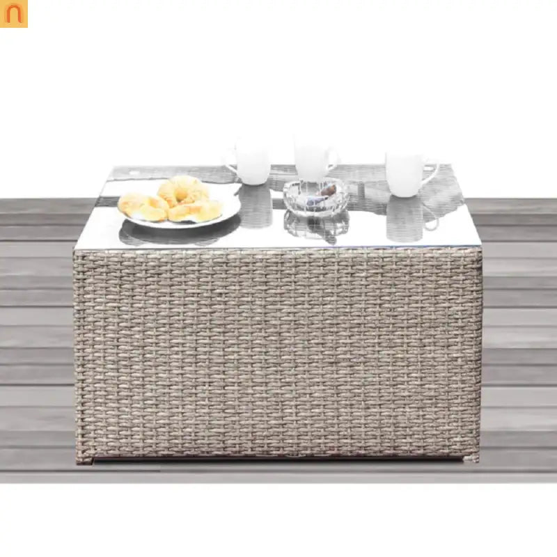 Outdoor Conversation Set Gray Wicker 10 Piece Seats 4 No Assembly