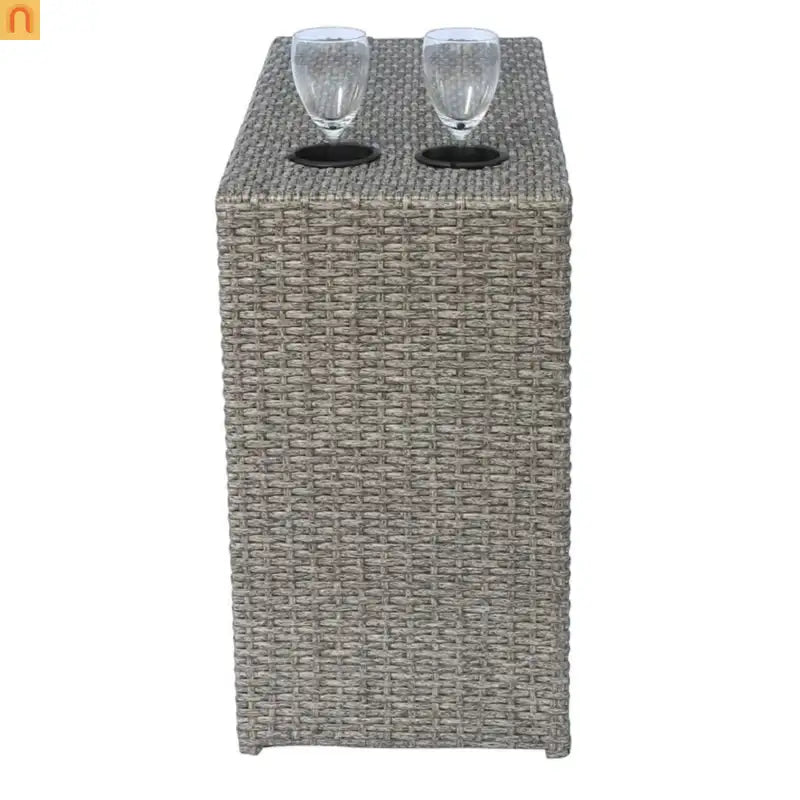 Outdoor Conversation Set Wicker Gray Mix 13-Piece Seats 7